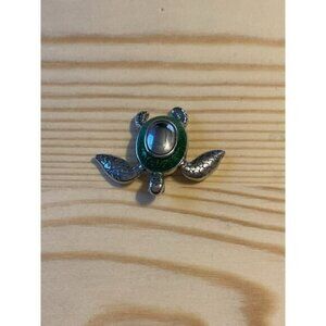 Ganz Good Luck Sea Turtle Pocket Charm Silver & Green Metal Charm
